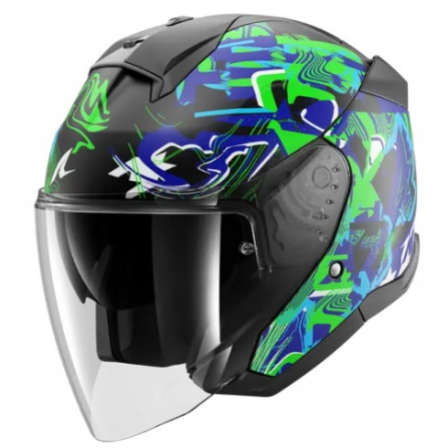 Каска за скутер SHARK SKWAL JET PRANZ Mat Black/Green/Blue Каска за скутер SHARK SKWAL JET PRANZ Mat Black/Green/Blue