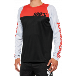 Вело джърси 100% R-CORE LS BLACK/WHITE/RED
