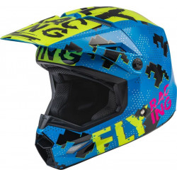 Детска крос каска FLY RACING Kinetic Scan- Blue/Hi-Vis-Pink