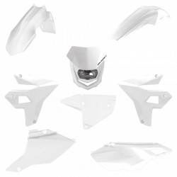 Комплект рестайлинг пластмаси + фар POLISPORT Restyling Kit Suzuki DR-Z400 (2000-24) White Комплект рестайлинг пластмаси + фар POLISPORT Restyling Kit Suzuki DR-Z400 (2000-24) White