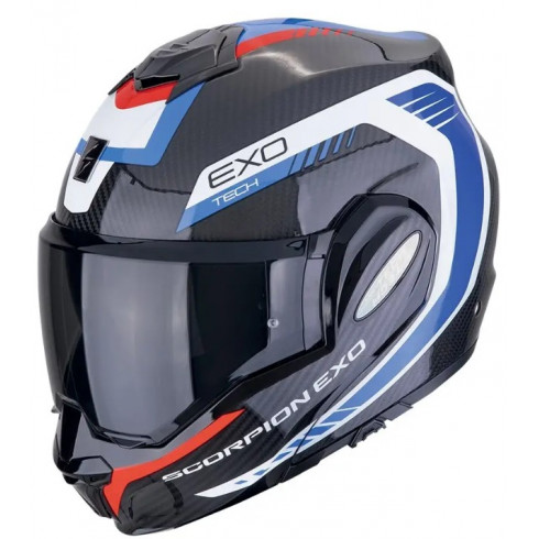 Модуларна каска SCORPION Exo-Tech Evo Carbon BLACK/BLUE/RED Модуларна каска SCORPION Exo-Tech Evo Carbon BLACK/BLUE/RED
