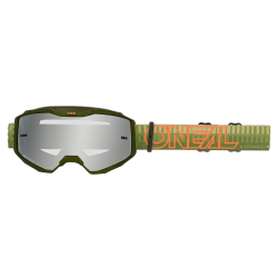 Мотокрос очила O'NEAL B-10 STRIPED GREEN/ORANGE - SILVER MIRROR V.26