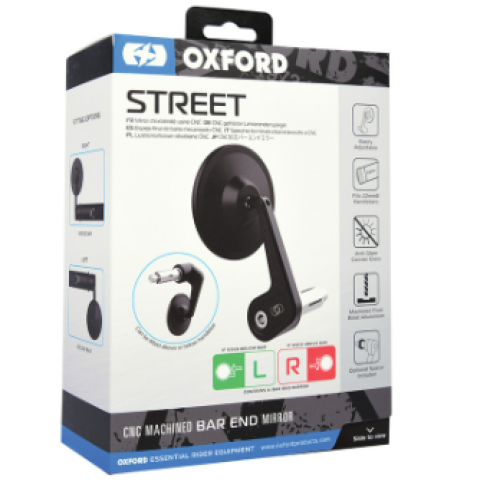 Универсално дясно огледало OXFORD Street Bar End - черно Универсално дясно огледало OXFORD Street Bar End - черно