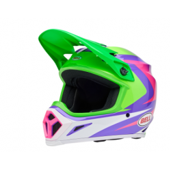 Мотокрос каска BELL MX-9 Mips - Jackal Gloss Hi-Viz Green Purple