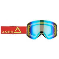Мотокрос очила AMOQ MX Goggles Vision Magnetic Red-HiVis - Gold Mirror