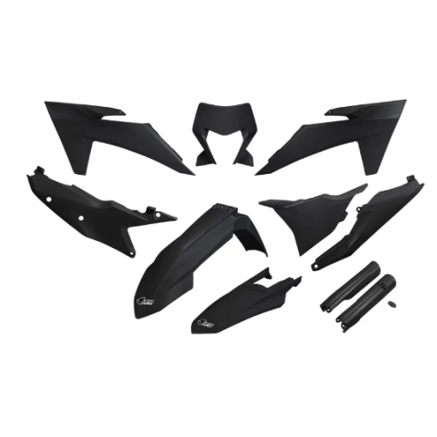 Комплект пластмаси UFO KTM EXC-F250-501 24-25, EXC150/250 24-25, EXC300 24-25 Черен Комплект пластмаси UFO KTM EXC-F250-501 24-25, EXC150/250 24-25, EXC300 24-25 Черен