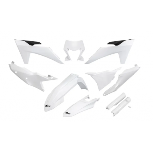 Комплект пластмаси UFO KTM EXC-F250-501 24-2, EXC150/250 24-25, EXC300 24-25 Бял Комплект пластмаси UFO KTM EXC-F250-501 24-2, EXC150/250 24-25, EXC300 24-25 Бял