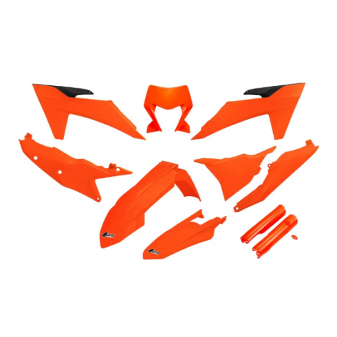 Комплект пластмаси UFO KTM EXC-F250-501 24-25, EXC150/250 24-25, EXC300 24-25 Оранжев Fluo Комплект пластмаси UFO KTM EXC-F250-501 24-25, EXC150/250 24-25, EXC300 24-25 Оранжев Fluo