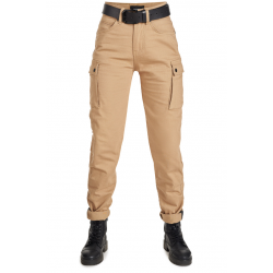 Дамски мото дънки PANDO MOTO MILA CARGO BEIGE - Chino Style Cordura®