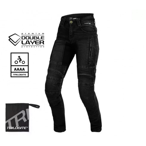 Дамски мото дънки TRILOBITE PARADO DOUBLELAYER SLIM FIT BLACK AAA(A) LEVEL 2 Дамски мото дънки TRILOBITE PARADO DOUBLELAYER SLIM FIT BLACK AAA(A) LEVEL 2