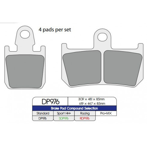 Спирачна накладка DP sintered replacement street touring off-road/ATV DP BRAKES DP976 Спирачна накладка DP sintered replacement street touring off-road/ATV DP BRAKES DP976