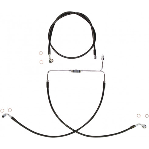 Комплект спирачни маркучи dual disc non-ABS E-Z align XR black pearl braided 25 Комплект спирачни маркучи dual disc non-ABS E-Z align XR black pearl braided 25