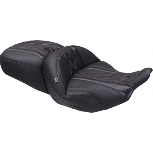 Седалка super touring DLX one piece dark cherry thread MUSTANG SEATS 89411DC Седалка super touring DLX one piece dark cherry thread MUSTANG SEATS 89411DC