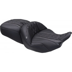 Седалка super touring DLX едно парче gun metal gray thread MUSTANG SEATS 89411GM