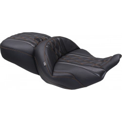 Седалка super touring DLX one piece orange thread MUSTANG SEATS 89411MO