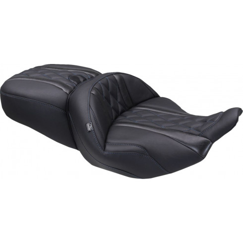 Седалка super touring DLX one piece sky blue thread thread MUSTANG SEATS 89411SB Седалка super touring DLX one piece sky blue thread thread MUSTANG SEATS 89411SB