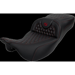 Седалка RoadSofa - Honeycomb - червен шев - без облегалка SADDLEMEN 808-07B-19004