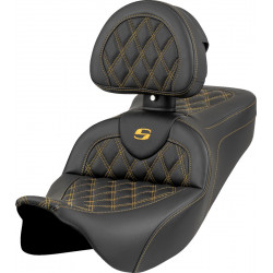 Седалка Roadsofa - решетъчен шев - златен шев - с облегалка SADDLEMEN 808-07B-182B7