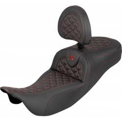 Седалка RoadSofa Tri Gripper - стандартен обхват - червен шев - с облегалка SADDLEMEN 808-07B-211B4