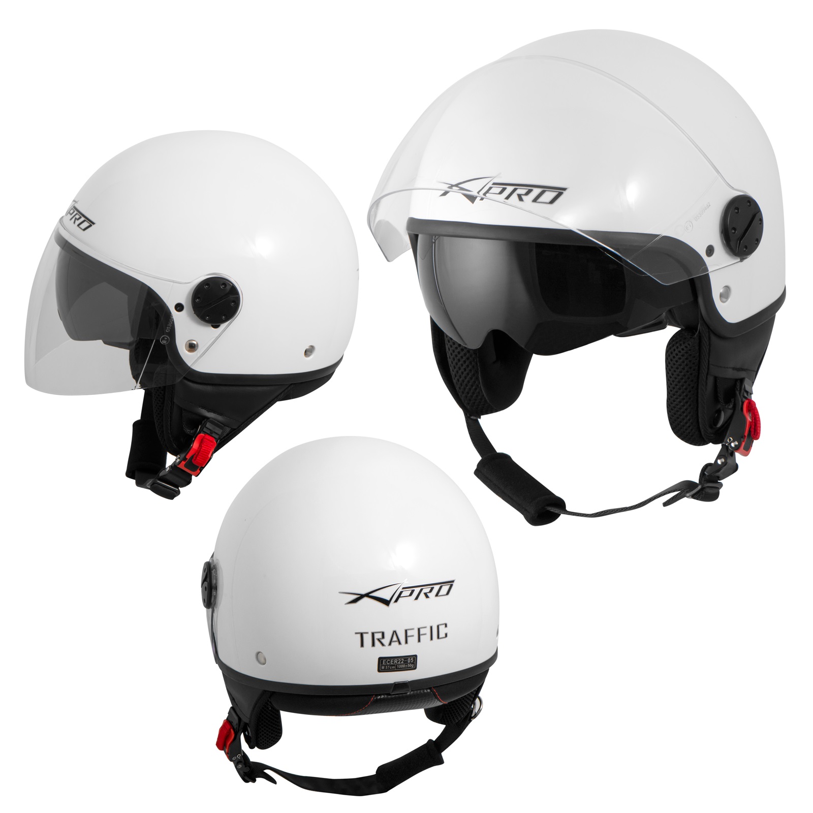 Каска за скутер A-PRO TRAFFIC WHITE — снимка 2
