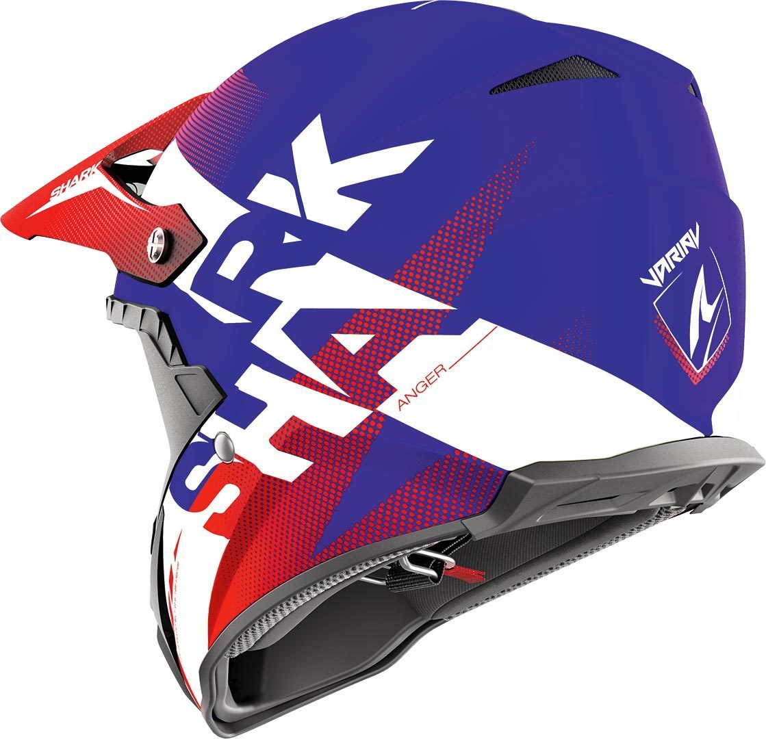 Мотокрос каска Shark Varial Anger Blue/Red/White — снимка 2