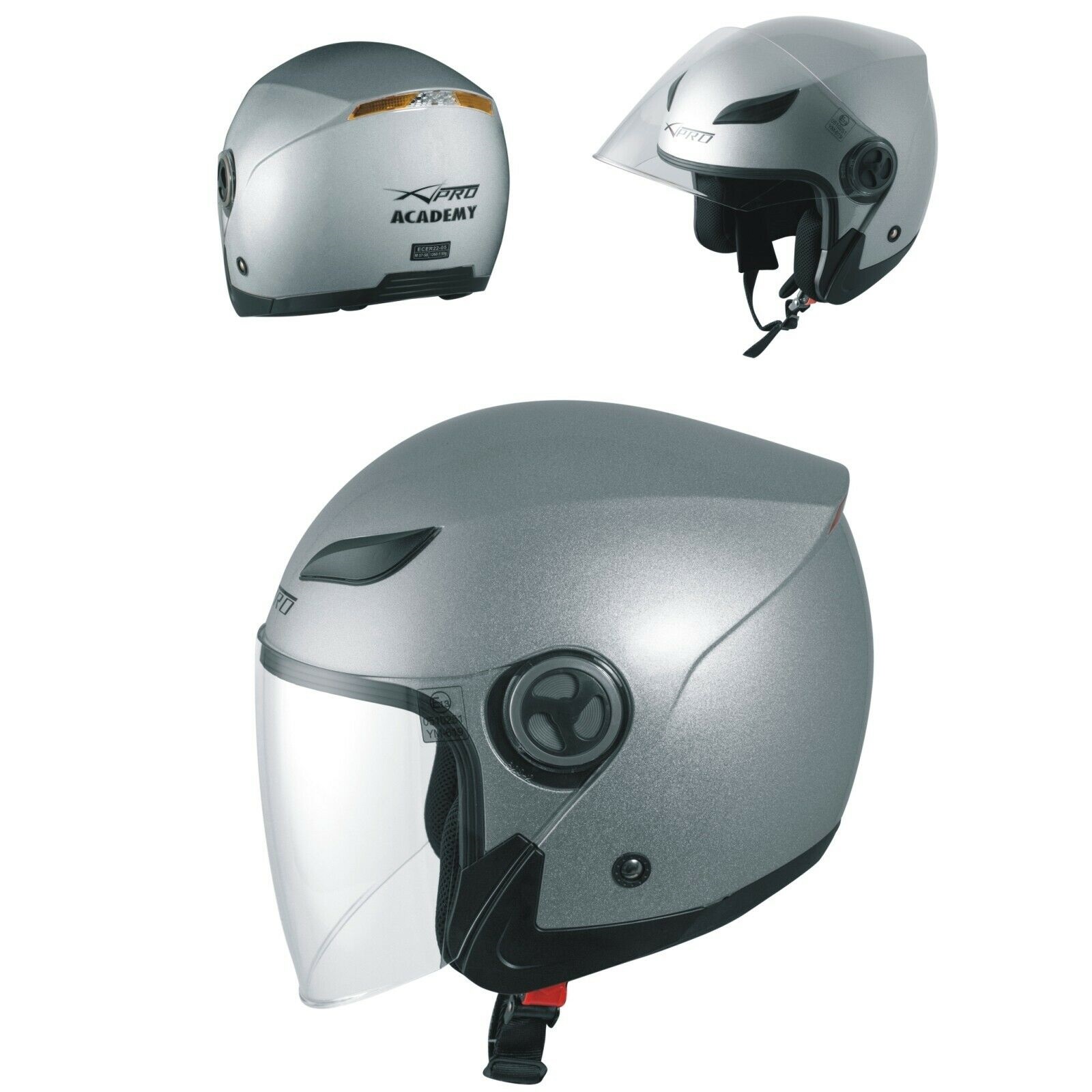 Каска за скутер A-PRO ENGRAVE SILVER — снимка 3