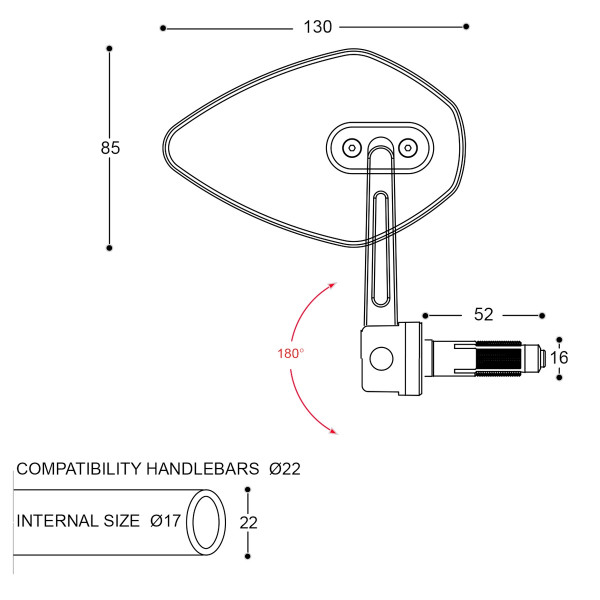 Огледала за мотор BARRACUDA SKIN-X BAR END B-LUX — снимка 3