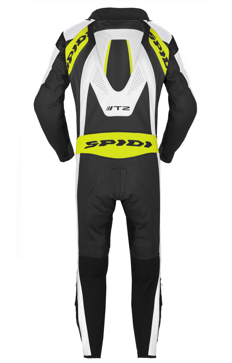 Кожен мото екип с гърбица SPIDI T-2 Neck Dps Airbag ACID GREEN/BLACK — снимка 2