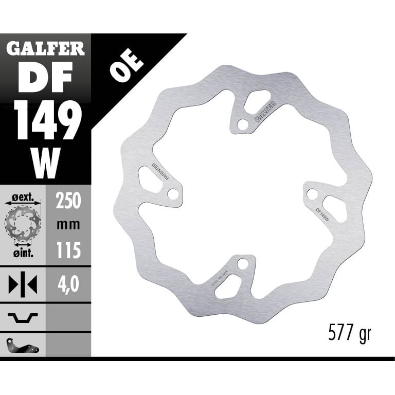 Заден спирачен диск Galfer WAVE FIXED 250x4mm DF149W 1