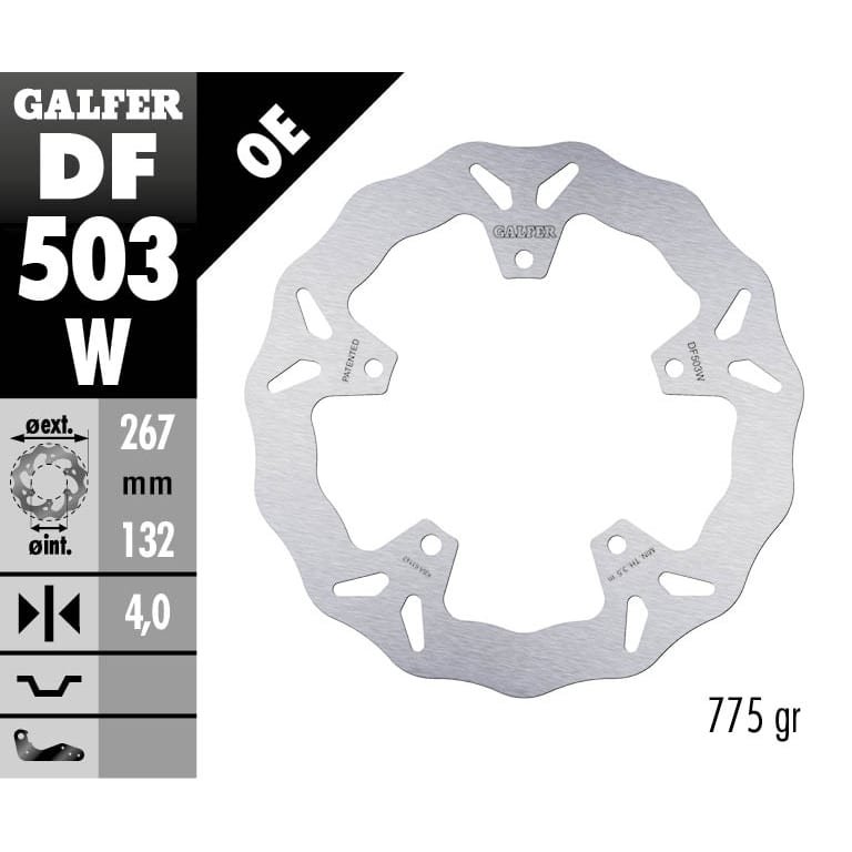 Преден спирачен диск Galfer WAVE FIXED 267x4mm DF503W