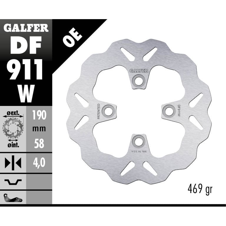 Заден спирачен диск Galfer WAVE FIXED 190x4mm DF911W 1