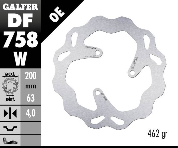 Заден спирачен диск Galfer WAVE FIXED 200x4mm DF758W 1