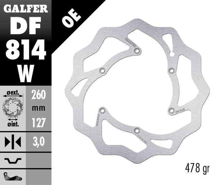 Преден спирачен диск Galfer WAVE FIXED 260x3mm DF814W