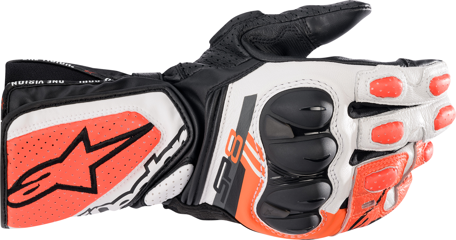 КОЖЕНИ РЪКАВИЦИ ALPINESTARS SP-8 V3 BLACK/WHITE/RED FLUO