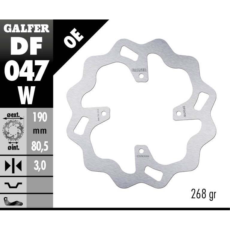 Заден спирачен диск Galfer WAVE FIXED DISC WAVE FIXED 190x3mm DF047W 1