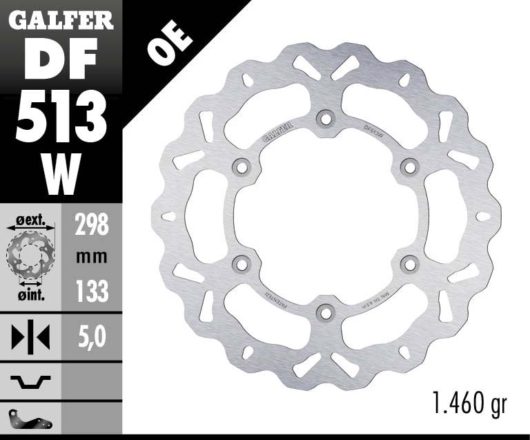 Заден спирачен диск Galfer WAVE FIXED DISC WAVE FIXED 298x5mm DF513W 1