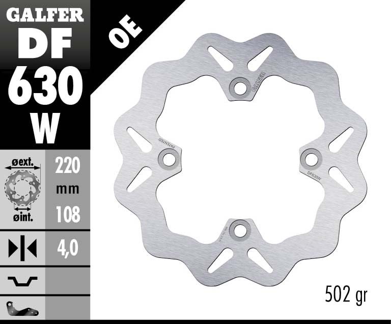 Заден спирачен диск Galfer WAVE FIXED DISC WAVE FIXED 220x4mm DF630W 1