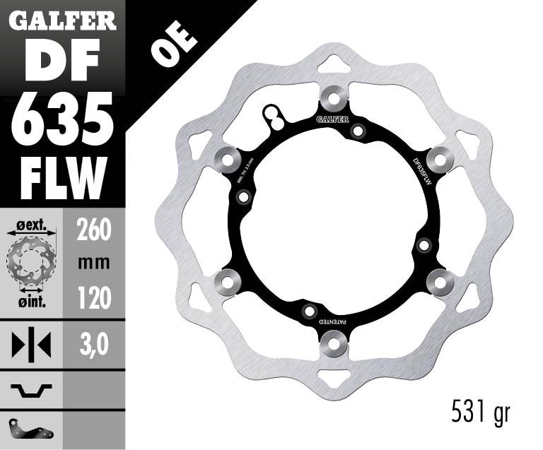 Плаващ преден спирачен диск Galfer WAVE FLOATING (C. STEEL) DF635FLW