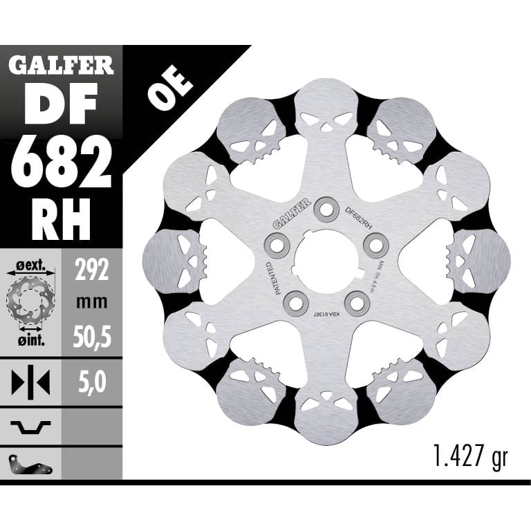 Заден спирачен диск Galfer WAVE SKULL DESIGN FIXED 292x5mm DF682RH 1