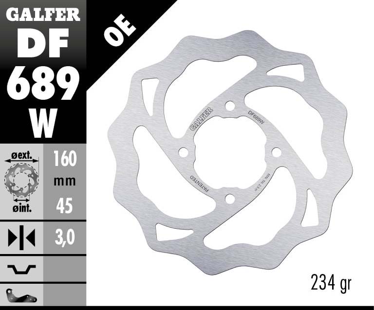 Заден спирачен диск Galfer WAVE FIXED DISC WAVE FIXED 160x3mm DF689W 1
