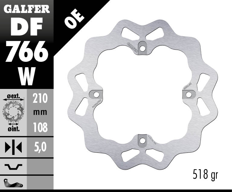 Заден спирачен диск Galfer WAVE FIXED  DISC WAVE FIXED 210x5mm DF766W