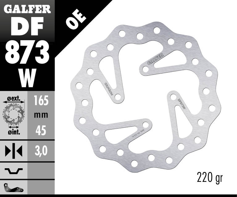 Заден спирачен диск Galfer BRAKE TRACK WAVE 165x3mm DF873W