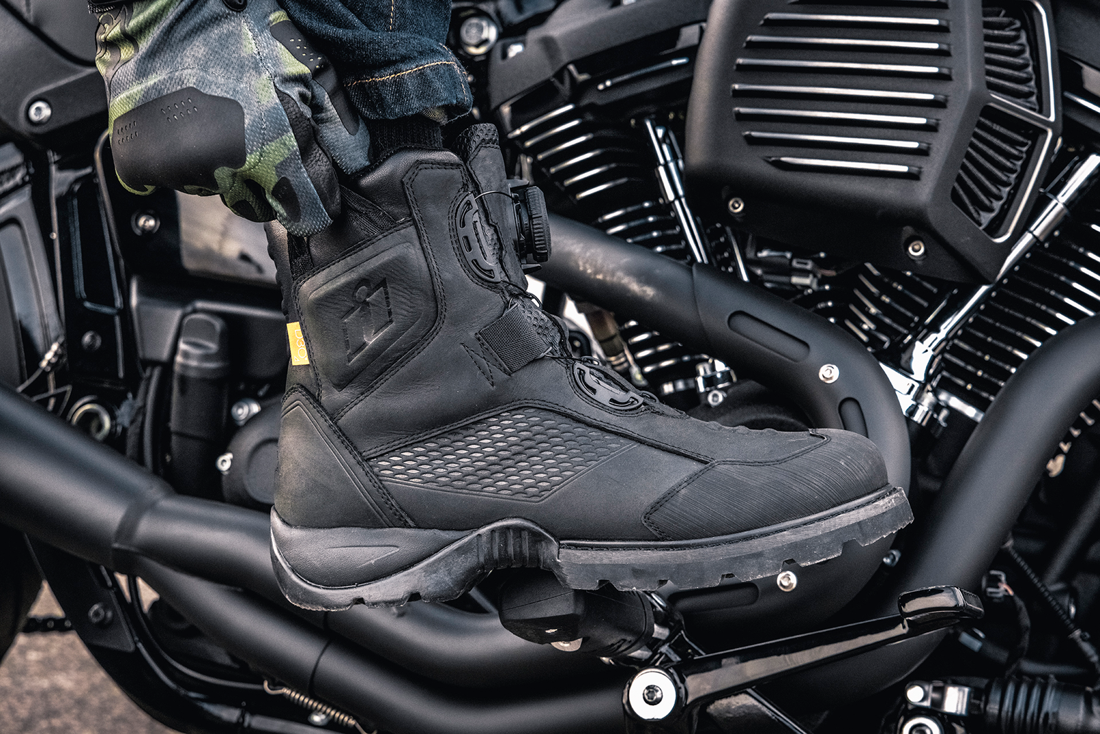 Мото боти ICON STORMHAWK BLACK — снимка 4