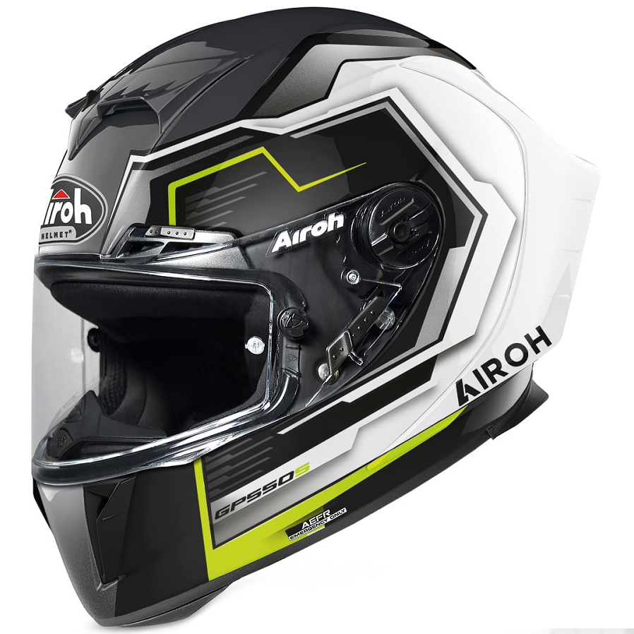 КАСКА AIROH GP550 S RUSH WHITE/YELLOW 1