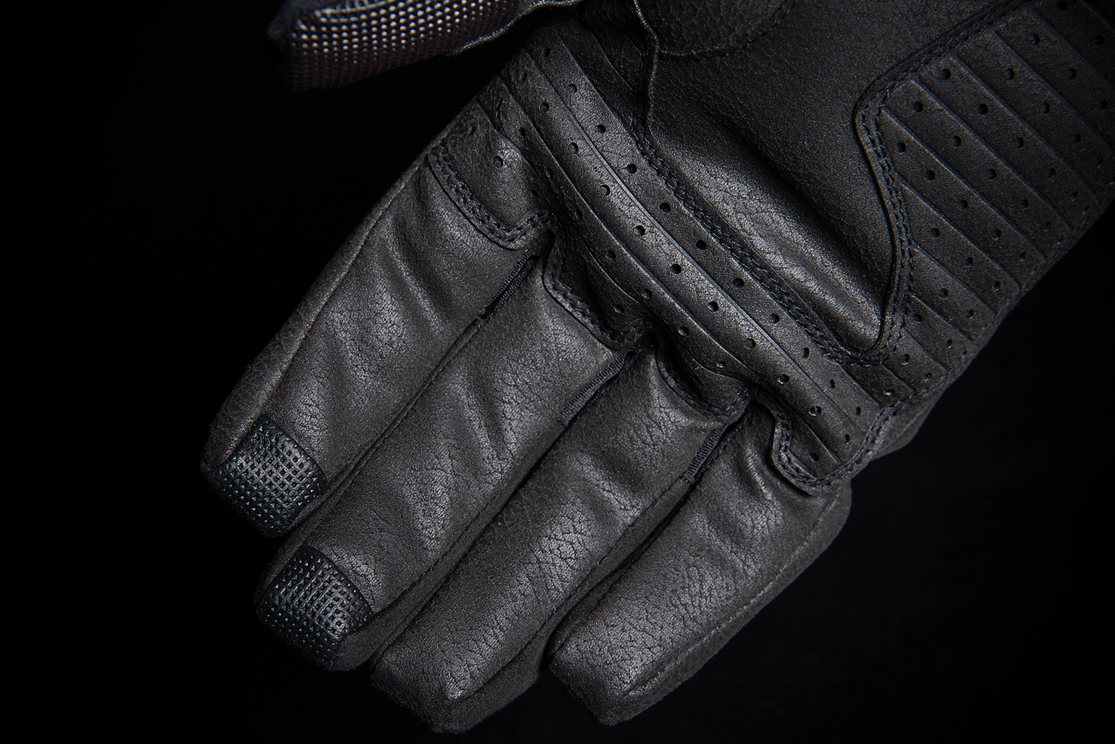 Кожени мото ръкавици ICON STORMHAWK - BLACK — снимка 5