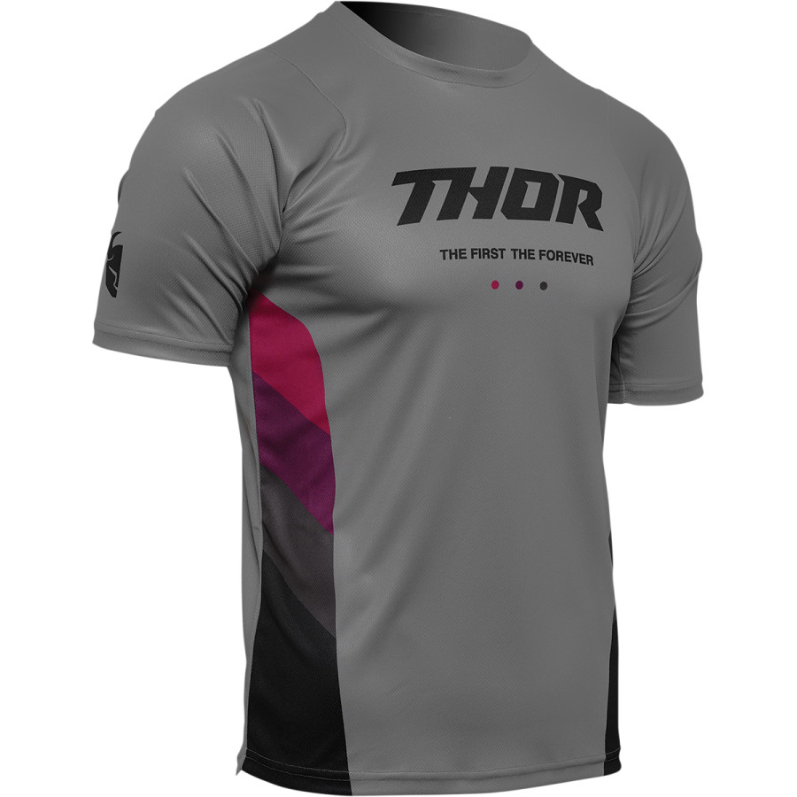 Вело джърси THOR ASSIST REACT SHORT SLEEVE GRAY/PURPLE — снимка 2