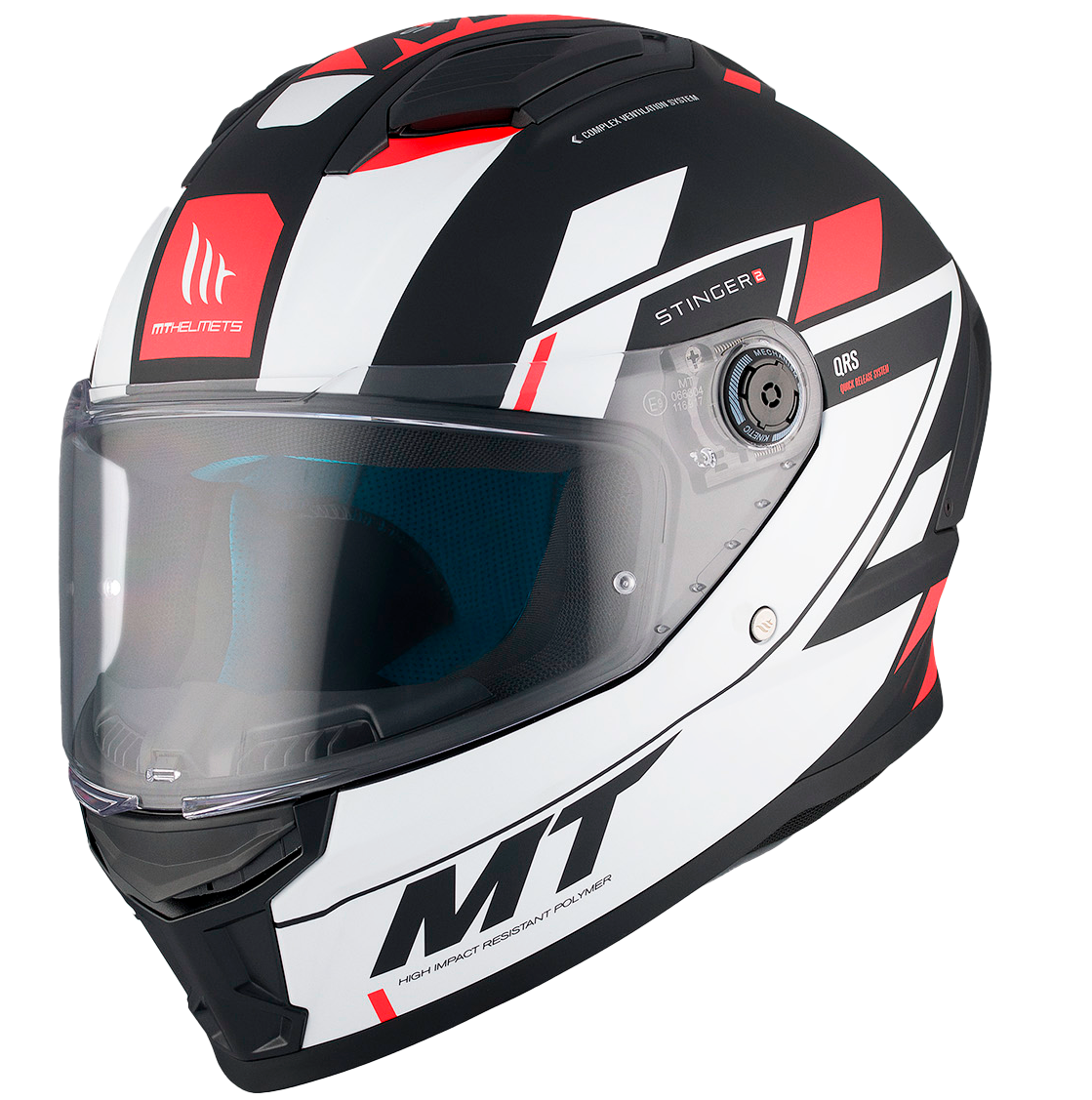 Каска MT STINGER 2 ZIVZE B5 MATT BLACK/WHITE/RED 1