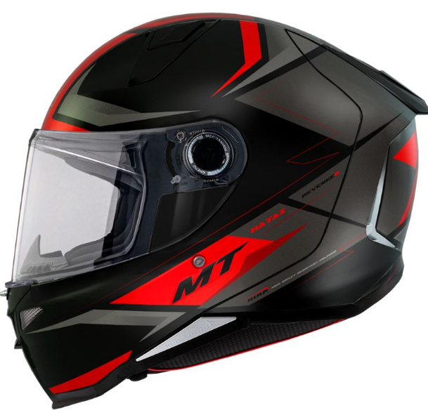 Каска MT REVENGE 2 S HATAX B5 BLACK/GREY/RED MATT — снимка 2
