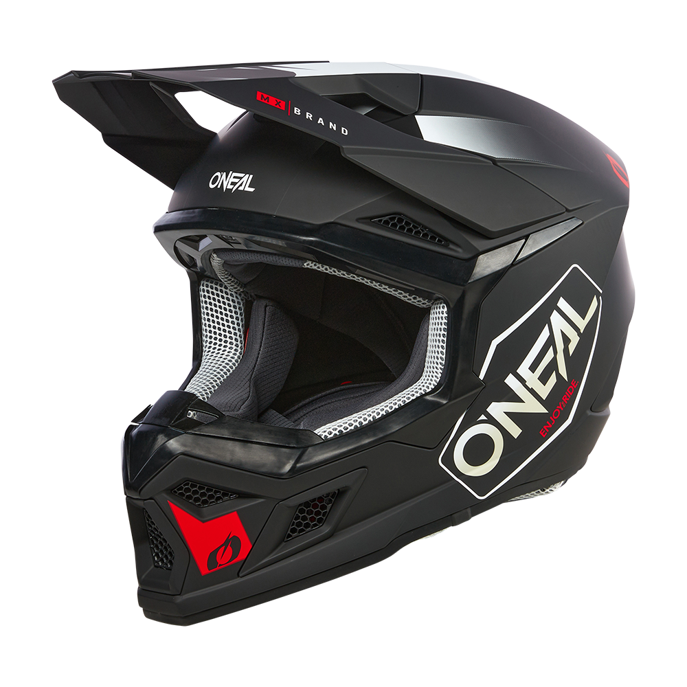 Мотокрос каска O'NEAL 3SERIES HEXX BLACK/WHITE/RED V.24 — снимка 2
