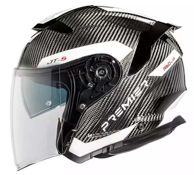 Скутерова каска Premier JT5 Carbon MA 8 BLACK/WHITE — снимка 4